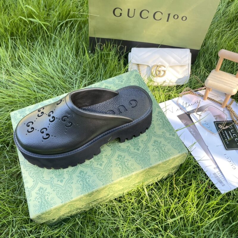 Alternative view of Gucci Men'S Slip On Sandal Black Gg Rubber 655517 Jfb00 1000