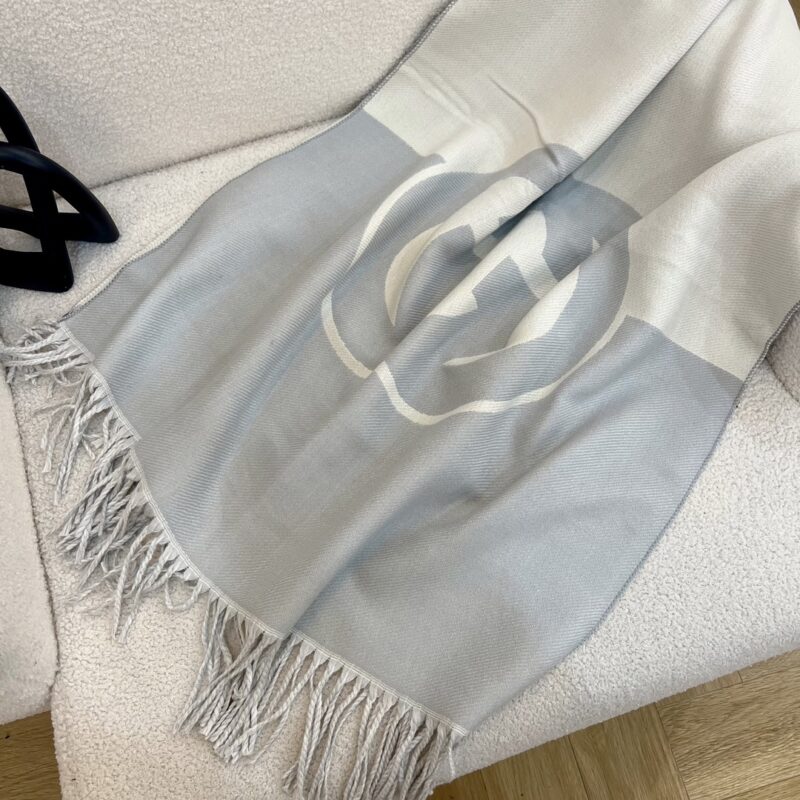 Alternative view of Gucci Wool Cashmere Scarf With Interlocking G Blue 715497 3Gb02 4978