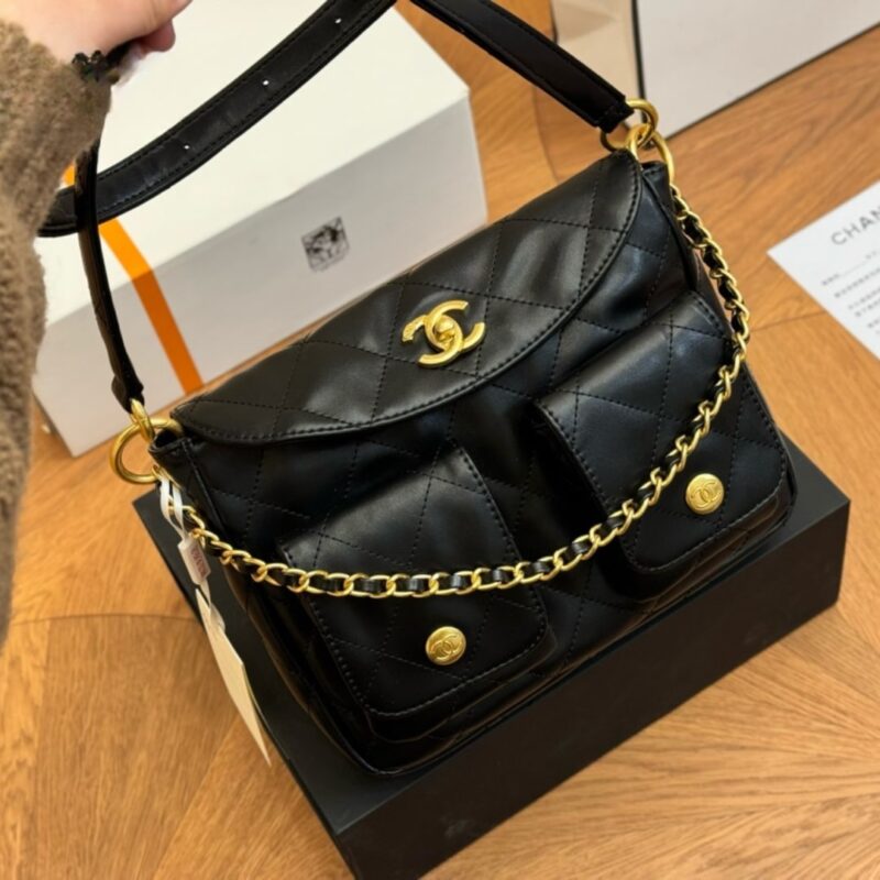 Alternative view of Chanel 24P Large Hobo Bag Glossy Leather Black 25Cm AS4668 B15543 94305