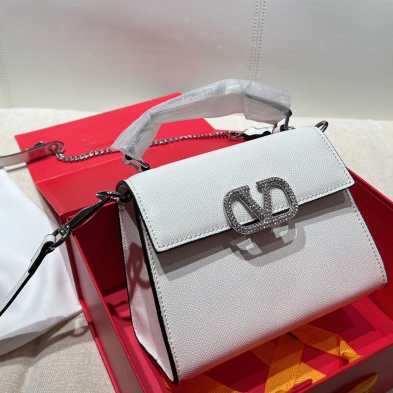 Alternative view of Valentino Garavani Vsling Crystal Embellished Leather Handbag White 18Cm