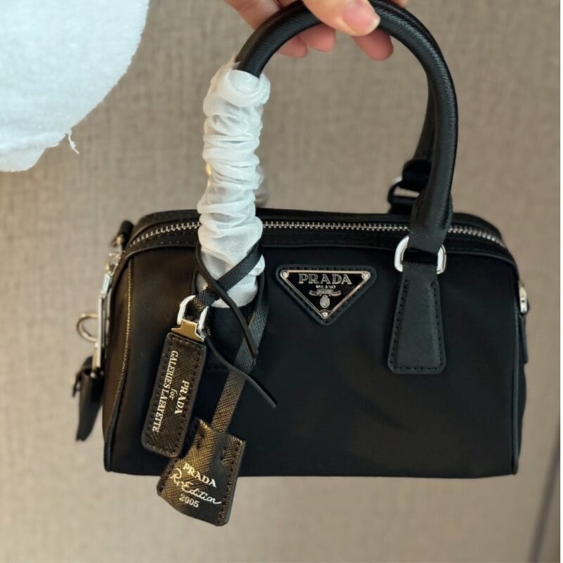 Alternative view of Prada Bauletto Recycled Nylon Shoulder Bag Black 21Cm