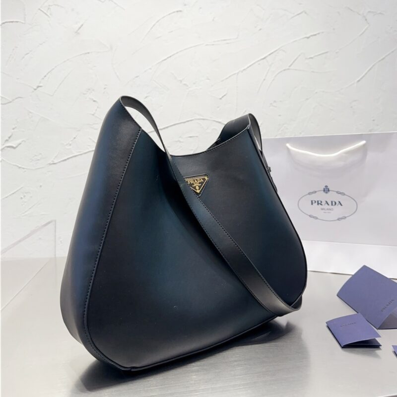 Alternative view of Prada Preto Large Leather Shoulder Bag With Top Stitching Black 37Cm 1Bc181 2Aix F0002 V Ooo