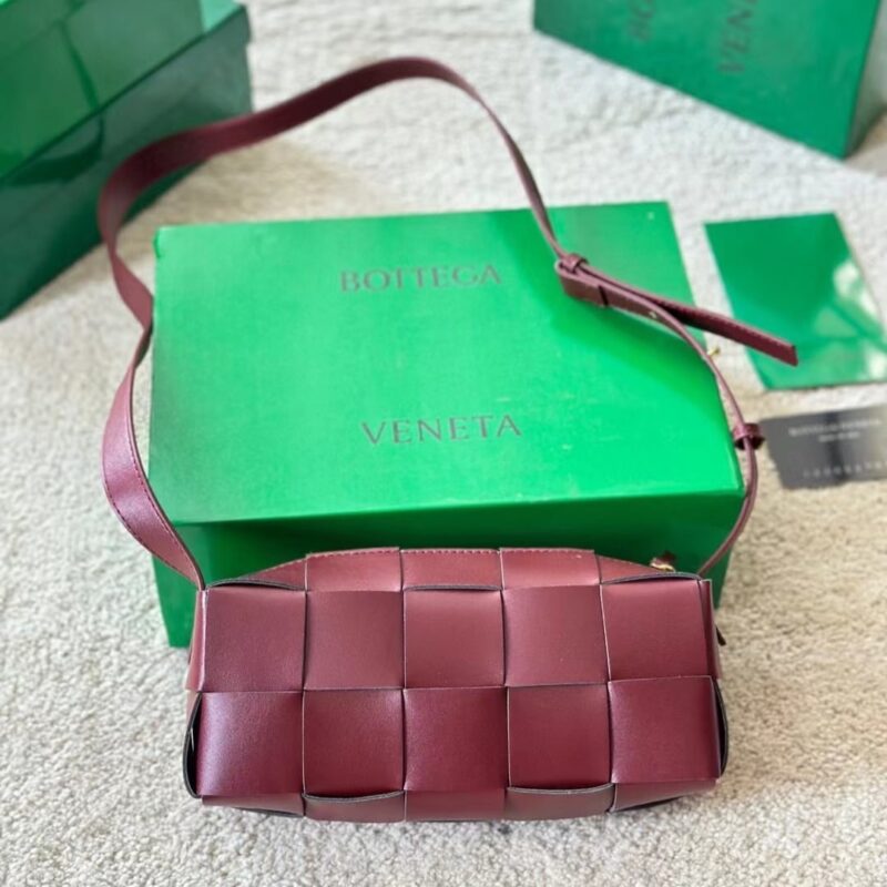 Alternative view of Bottega Veneta Brick Cassette Intreccio Leather Shoulder Bag Barolo 28Cm