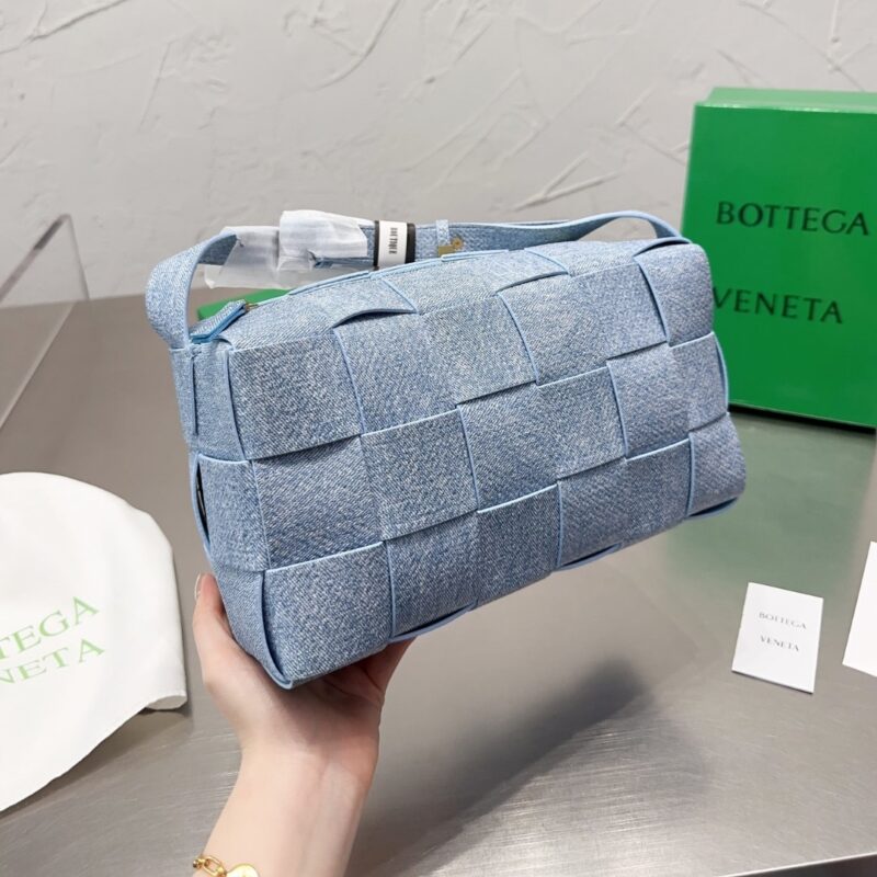 Alternative view of Bottega Veneta Brick Cassette Shoulder Bag Denim Blue 28Cm