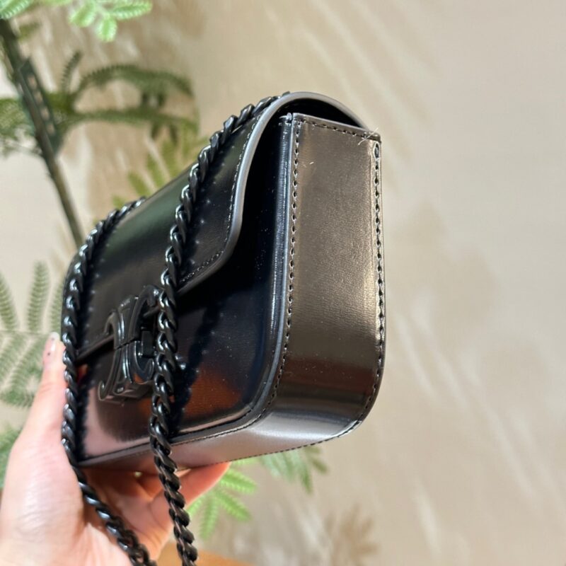Alternative view of Celine Chain Triomphe In Shiny Shoulder Bag Black Black 20Cm