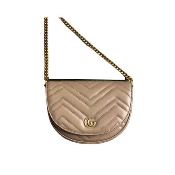 Gucci Gg Marmont Matelassé Chain Mini Bag Beige 20Cm