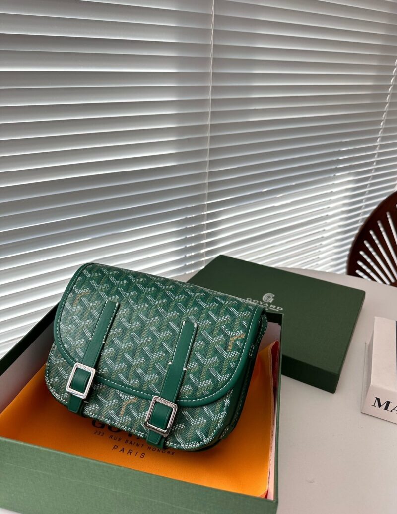 Alternative view of GOYARD GOYARDINE BELVEDERE PM MESSENGER BAG GREEN 21CM