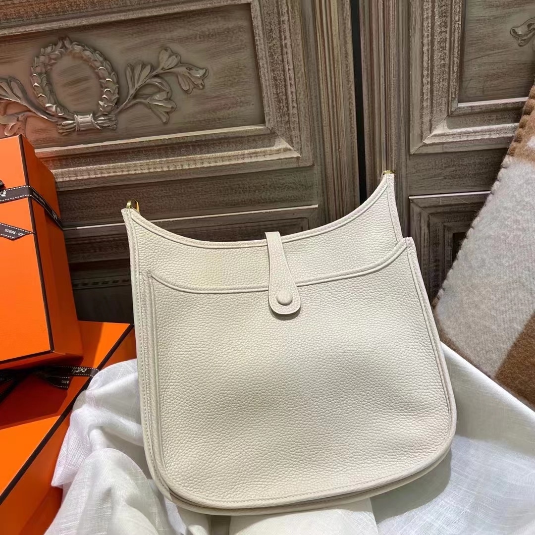 Hermes Clemence Evelyne PM 25Cm White - Image 3