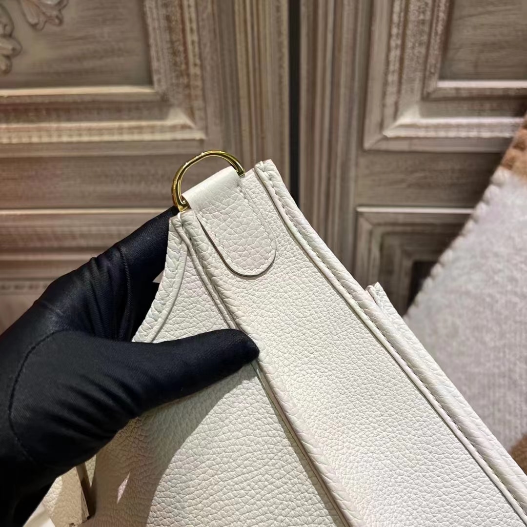 Hermes Clemence Evelyne PM 25Cm White - Image 5