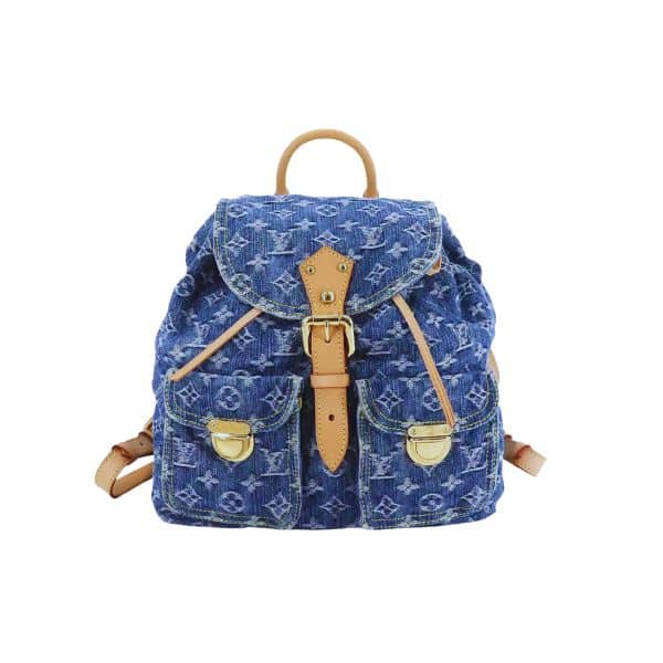 Louis Vuitton Monogram Denim Sack Add GM Backpack Rucksack Blue 30Cm M95056