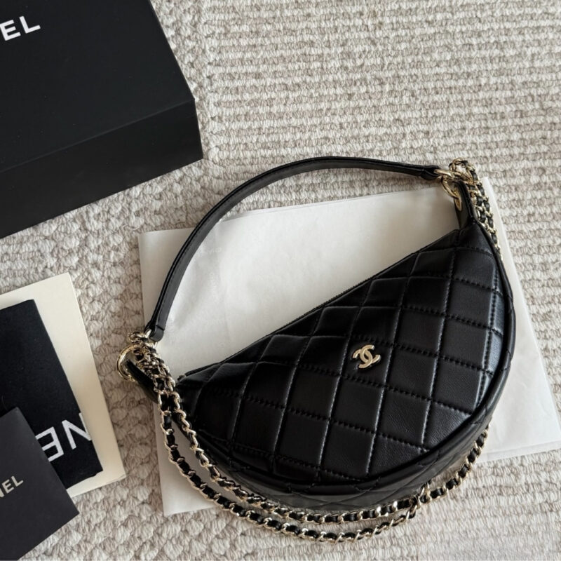 Alternative view of Chanel Clutch With Chain Leather And Gold Tone Metal Dark Burgundy 22cm