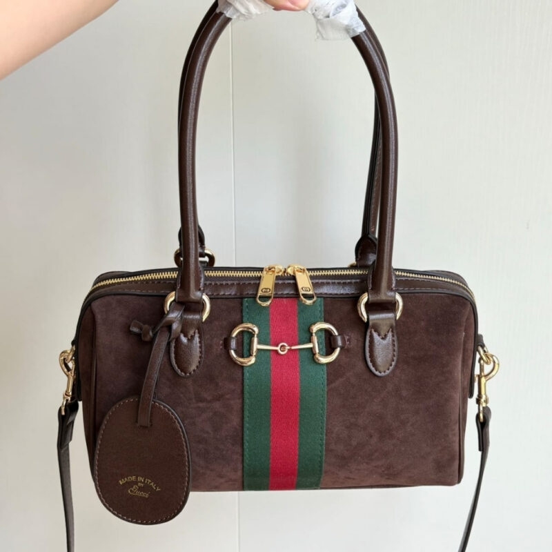 Alternative view of Gucci Borsetto Medium Boston Bag Suede Leather Dark Brown 28Cm 866732 AAGIR 2146