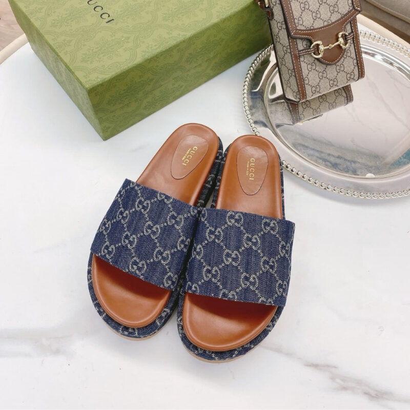 Alternative view of Gucci Women's Platform Slide Sandal GG Denim Blue ‎623212 2KQ00 4402