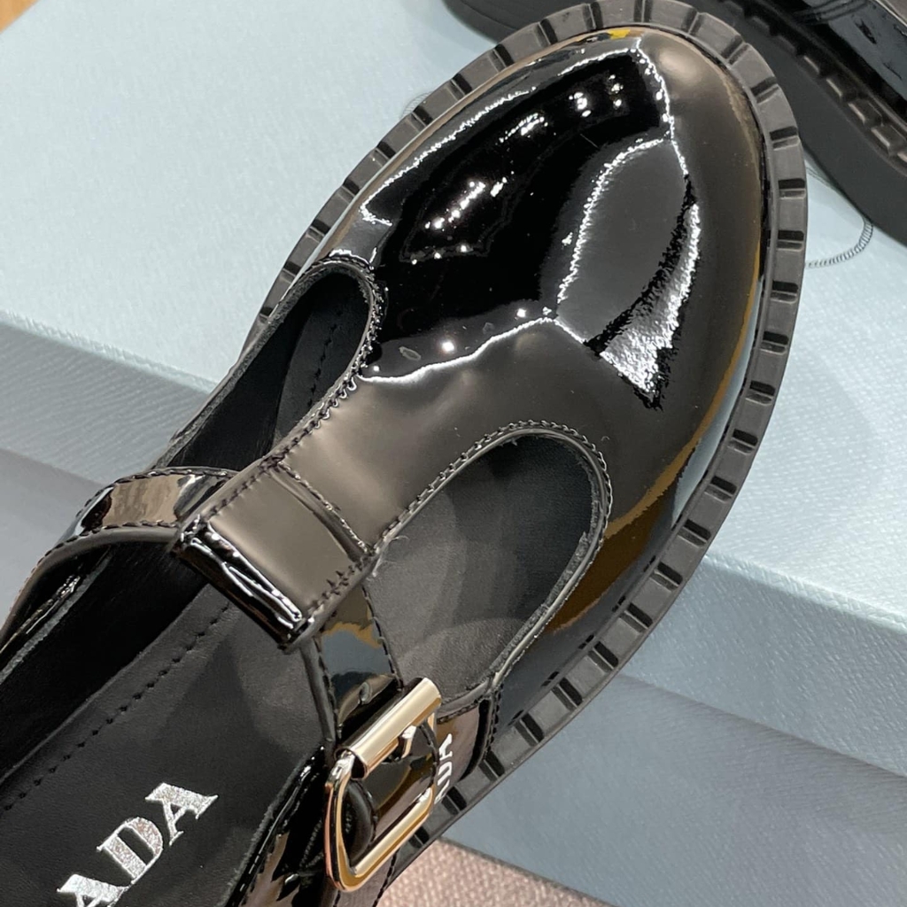 Prada Patent Leather Mary Jane T Strap Black 1E834M 055 F0002 F B050 - Image 6