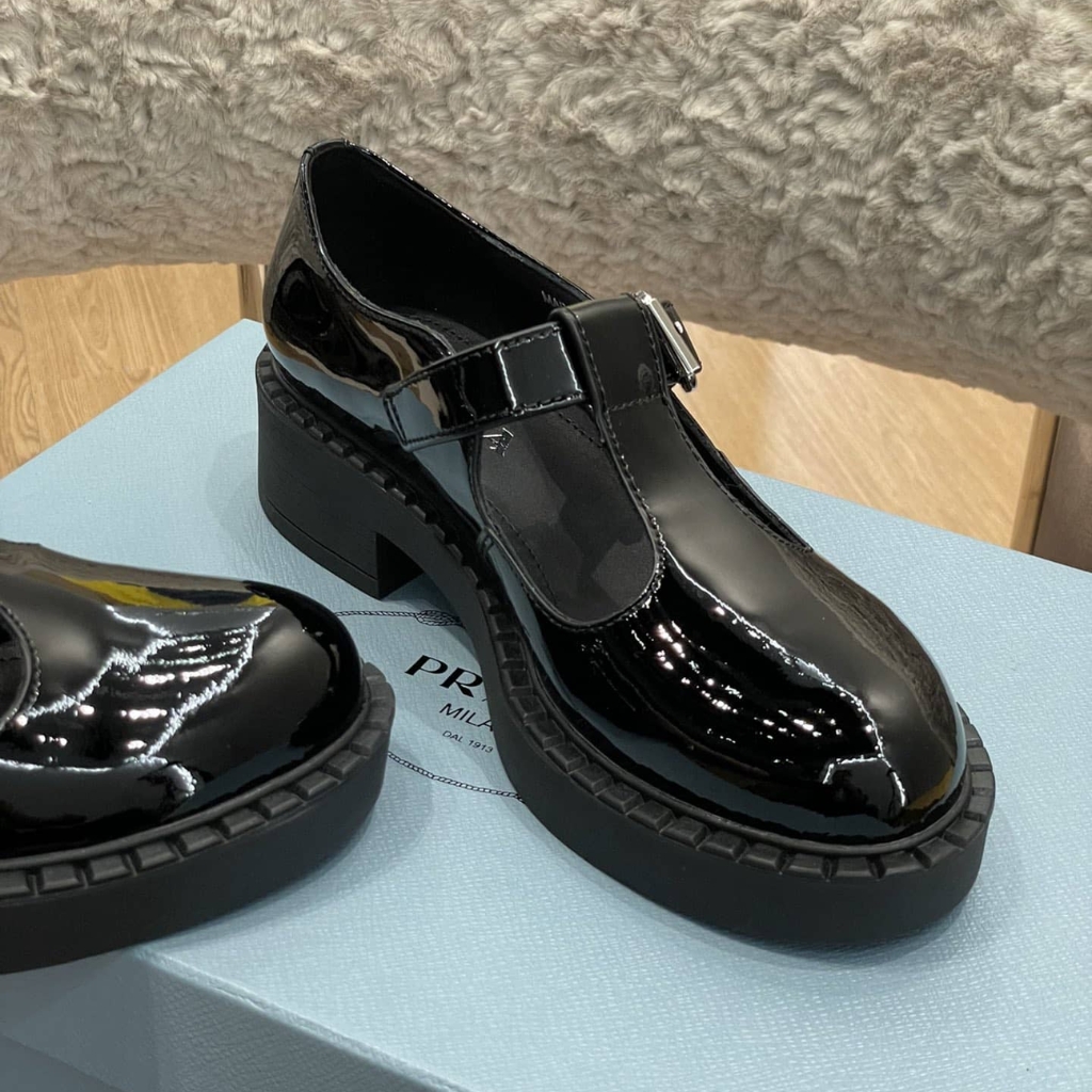 Prada Patent Leather Mary Jane T Strap Black 1E834M 055 F0002 F B050 - Image 5