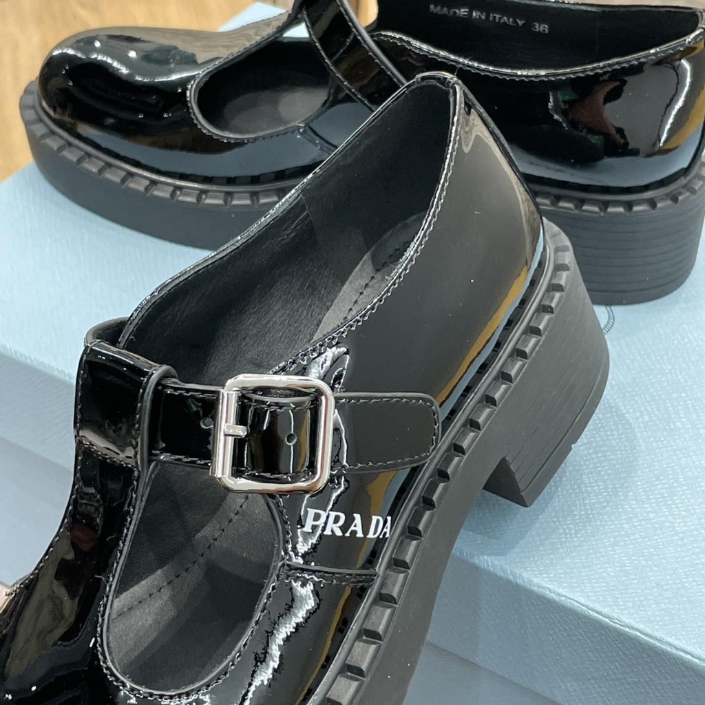 Prada Patent Leather Mary Jane T Strap Black 1E834M 055 F0002 F B050 - Image 3