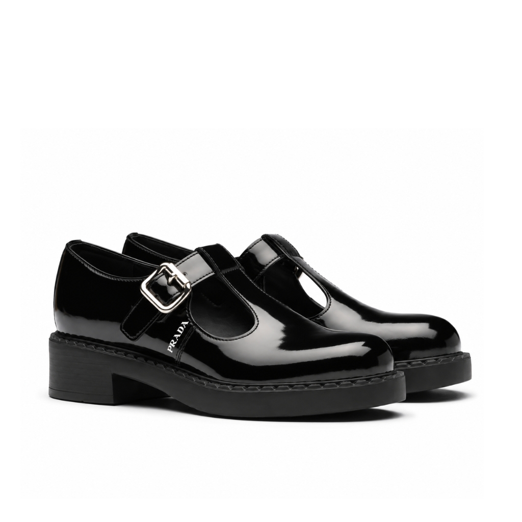 Prada Patent Leather Mary Jane T Strap Black 1E834M 055 F0002 F B050