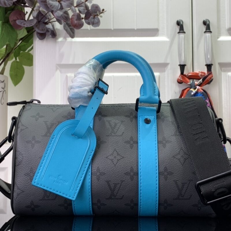 Alternative view of [Super Vip 1:1] Louis Vuitton Keepall Bandoulière 25 Monogram Eclipse Reverse Turquoise 25Cm M11645