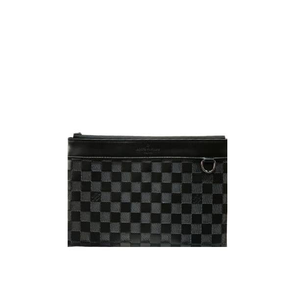 Louis Vuitton Voyage Pochette Damier Infini Cowhide Leather Black 33Cm