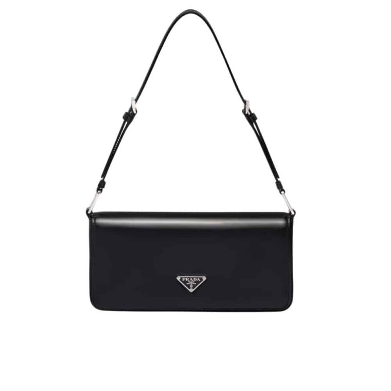 Prada Brushed Leather Prada Femme Bag Black 22Cm 1Bd323 Zo6 F0002 V Hoo