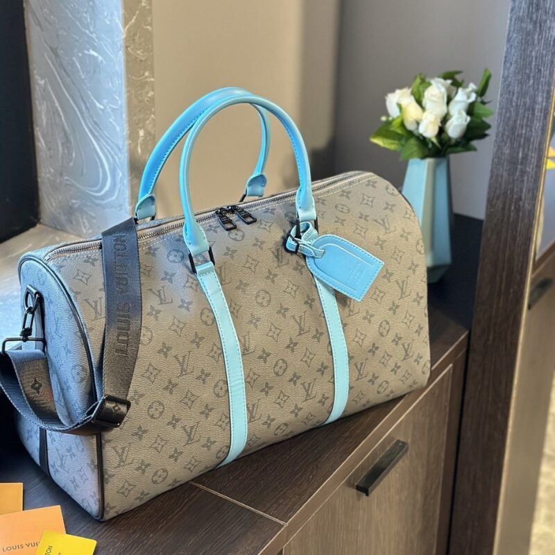 Alternative view of Louis Vuitton Keepall Bandoulière 45 Monogram Eclipse Reverse Coated Canvas Turquoise 45Cm M11481