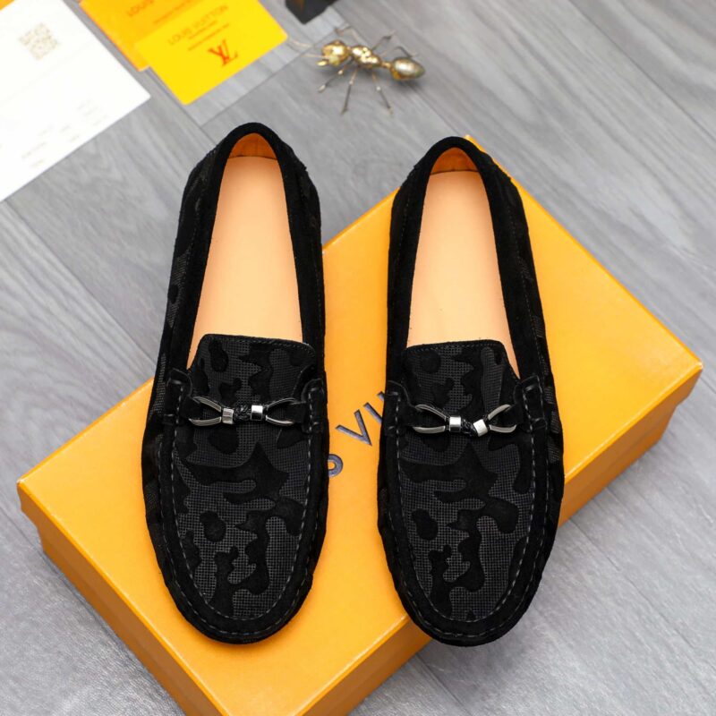 Alternative view of Louis Vuitton Leather Loafers For Men Silver Hardware Black