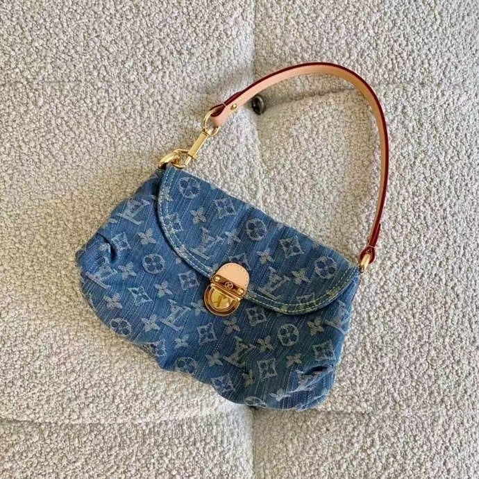 Alternative view of Louis Vuitton Pleaty Handbag Monogram Denim Blue 26Cm M95050