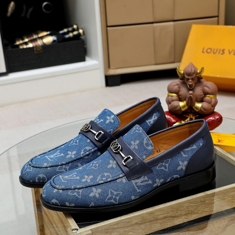 Alternative view of Louis Vuitton Souliers Club Loafers Blue Monogram Denim