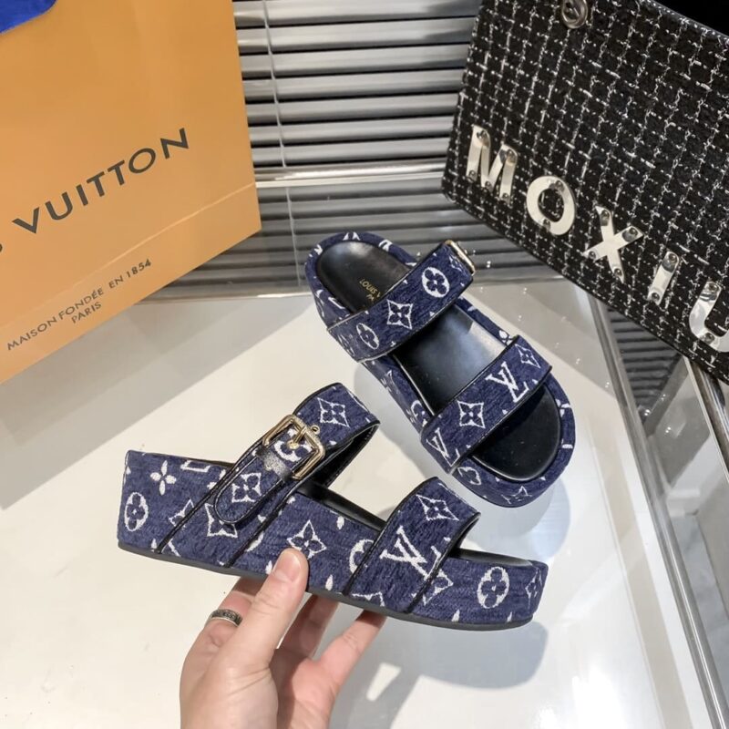 Alternative view of Louis Vuitton Two Strap Sandal Navy Blue