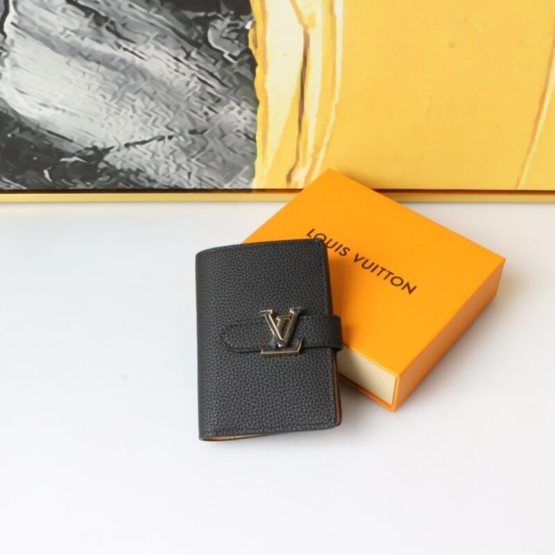 Alternative view of Louis Vuitton Lv Vertical Compact Wallet Taurillon Leather Black 12Cm M81561