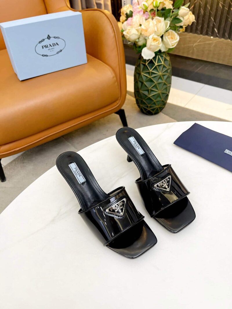 Alternative view of Prada Plexiglas And Patent Leather Sandals Black