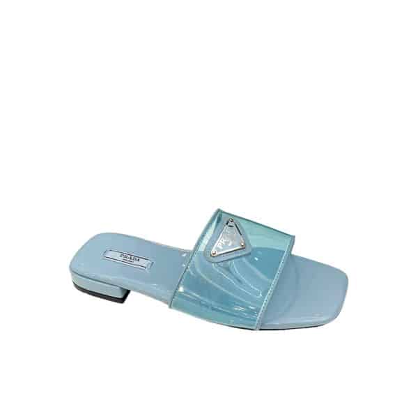 Prada Logo Plaque Slip On Light Blue