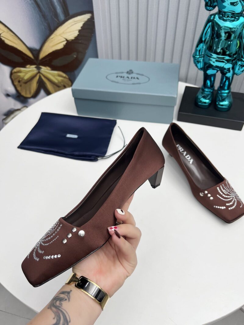 Alternative view of Prada Crystal Pumps Brown
