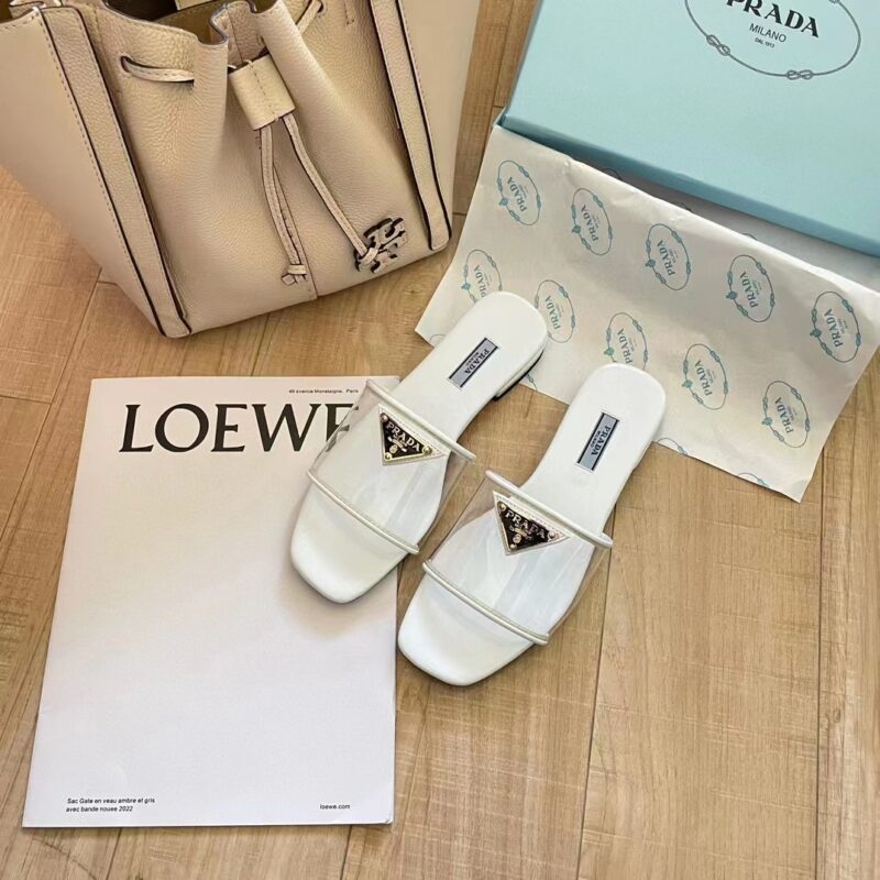 Alternative view of Prada Logo Plaque Slip On White