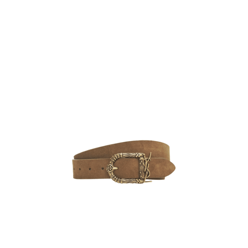 Saint Laurent Monogram Celtic Leather Brown And Gold Belt 0400017970125