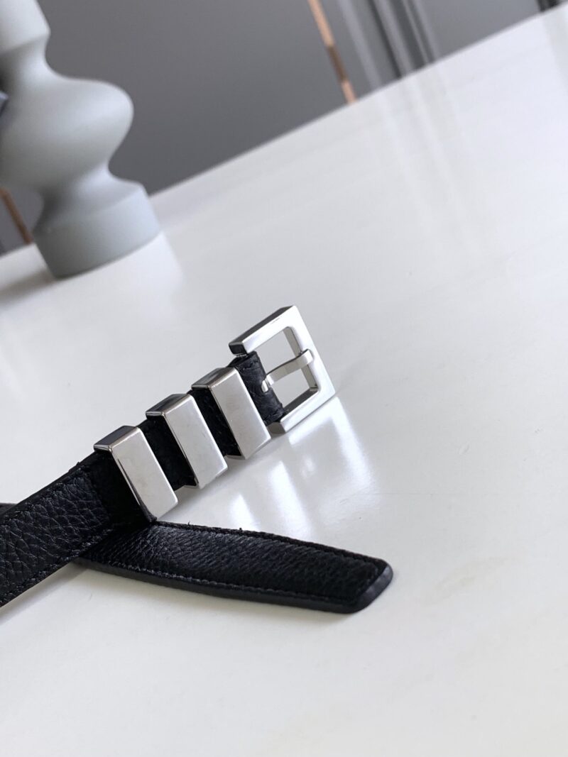Alternative view of Saint Laurent Black 3 Passants Black And Silver Belt 3146292551