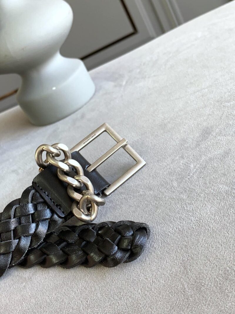 Alternative view of Saint Laurent Genuine Leather Universal Black And Silver Belt