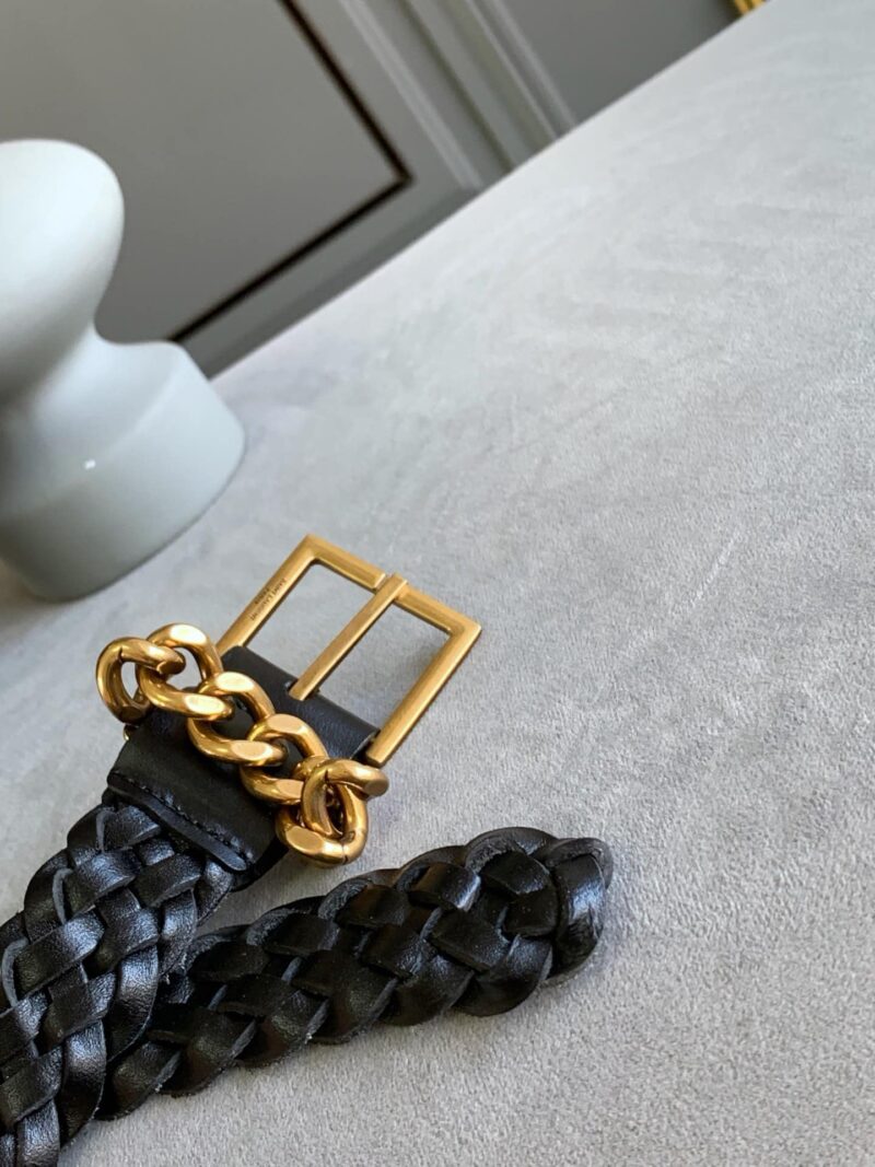 Alternative view of Saint Laurent Genuine Leather Universal Black And Gold Belt