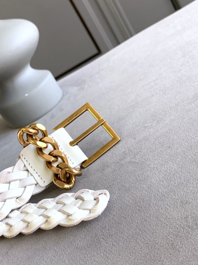 Alternative view of Saint Laurent Genuine Leather Universal White And Gold Belt