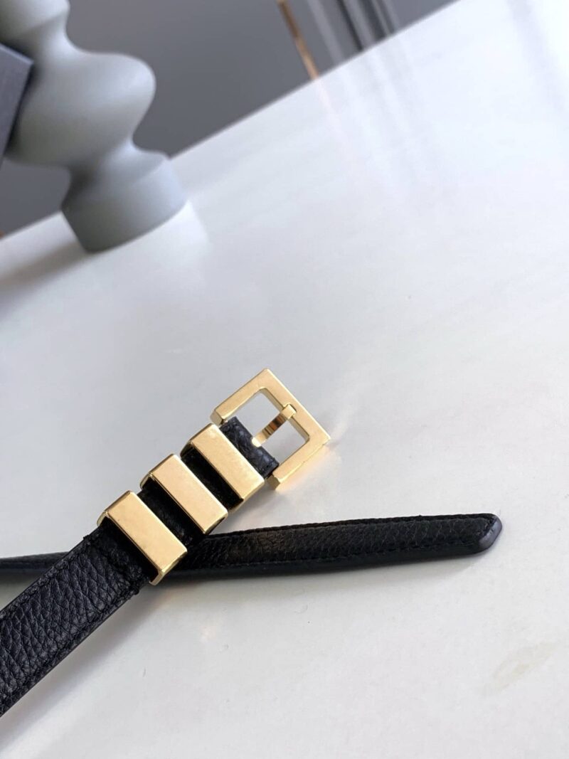 Alternative view of Saint Laurent Unisex Brown And Gold Suede Leather Classic 3 Passants Belt 314629 2551