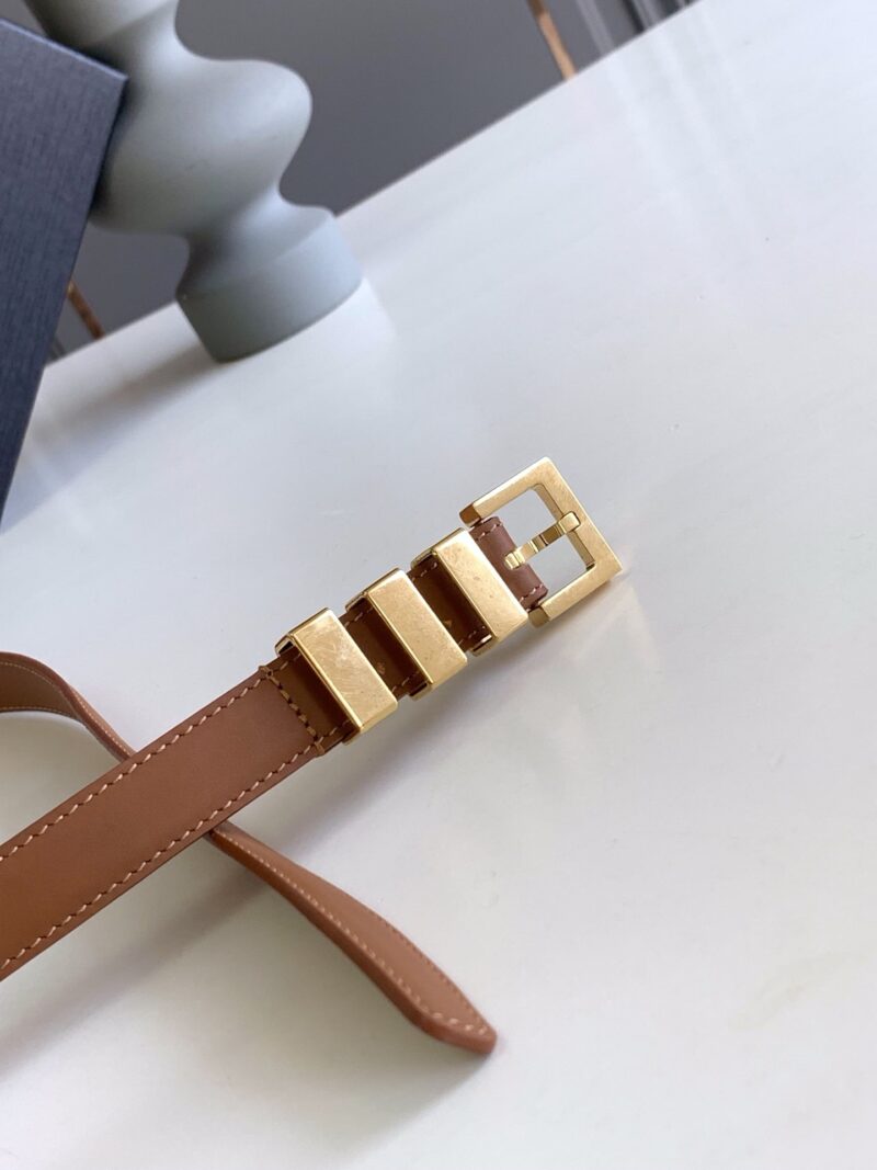 Alternative view of Saint Laurent Passants Brown And Gold Belt 3146292551