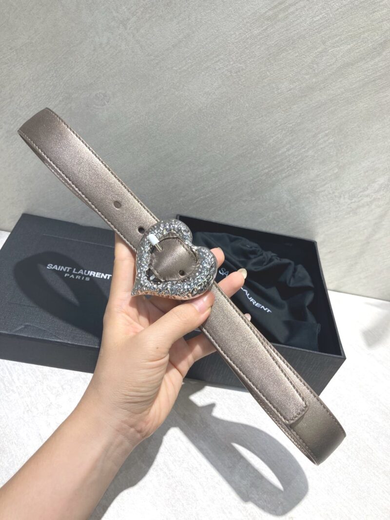 Alternative view of Saint Laurent Heart Thin Belt In Silver And Black 640578Dsf0J1000