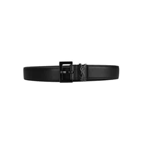 Saint Laurent Cassandre Thin Belt With Square Buckle In Shiny Box Saint Laurent Leather 554465Boo0U1000