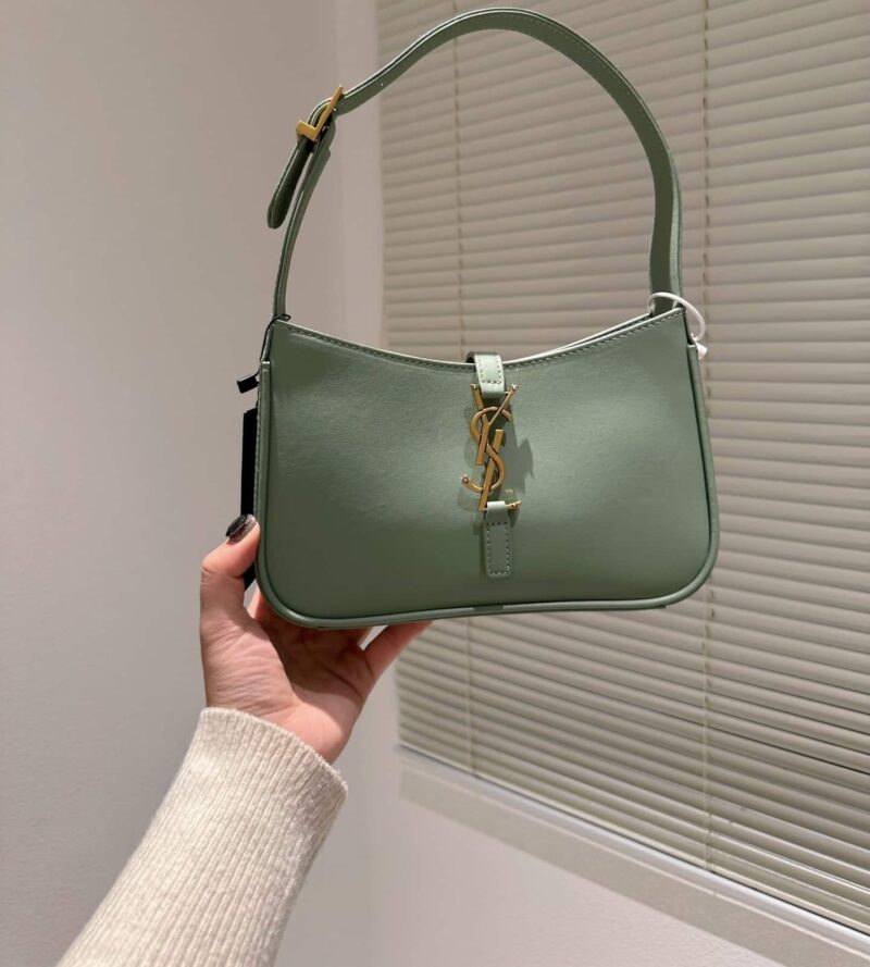Alternative view of Saint Laurent Le 5 À 7 Hobo Bag In Smooth Leather Green 25Cm