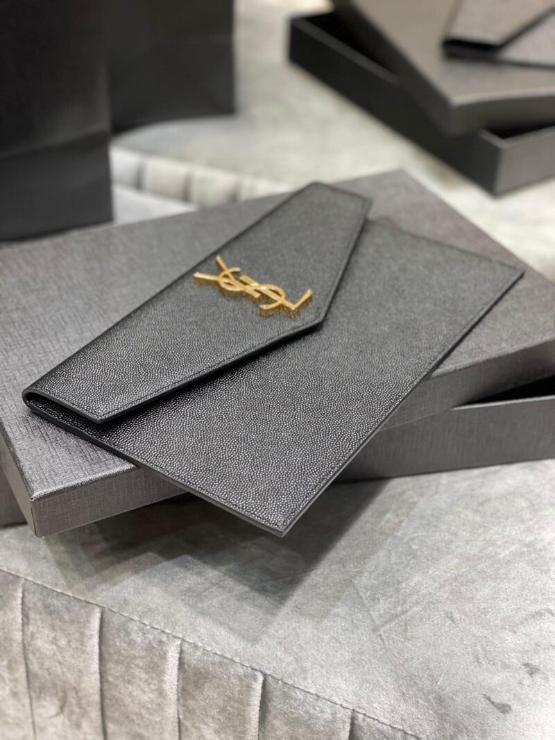 Alternative view of Saint Laurent Uptown Pouch In Grain De Poudre Leather Black 27Cm 5657391Gf0J1000