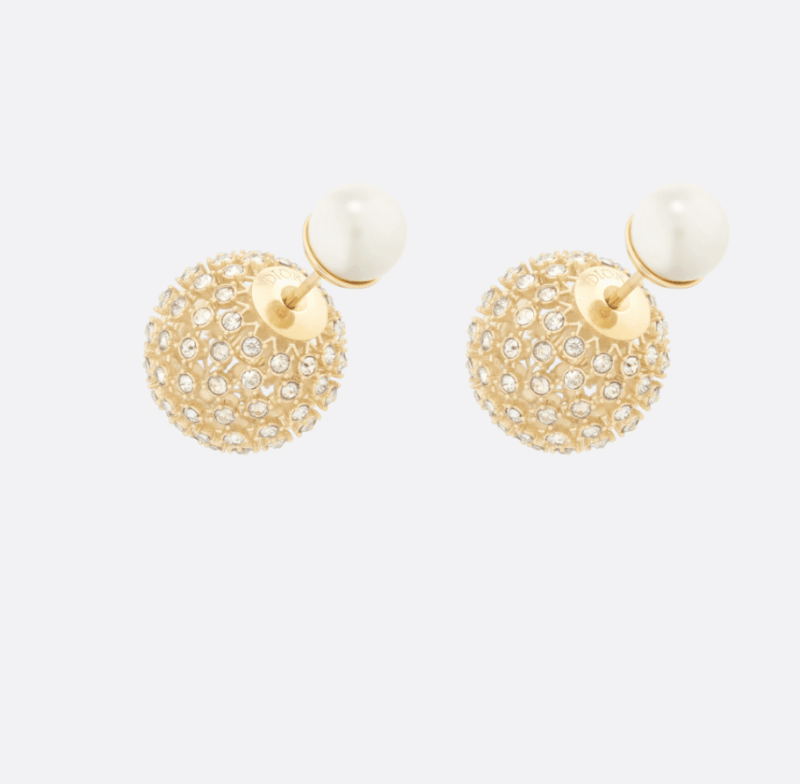 DIOR TRIBALES EARRINGS GOLD METAL AND WHITE RESIN PEAR E2061WOMRS_D301