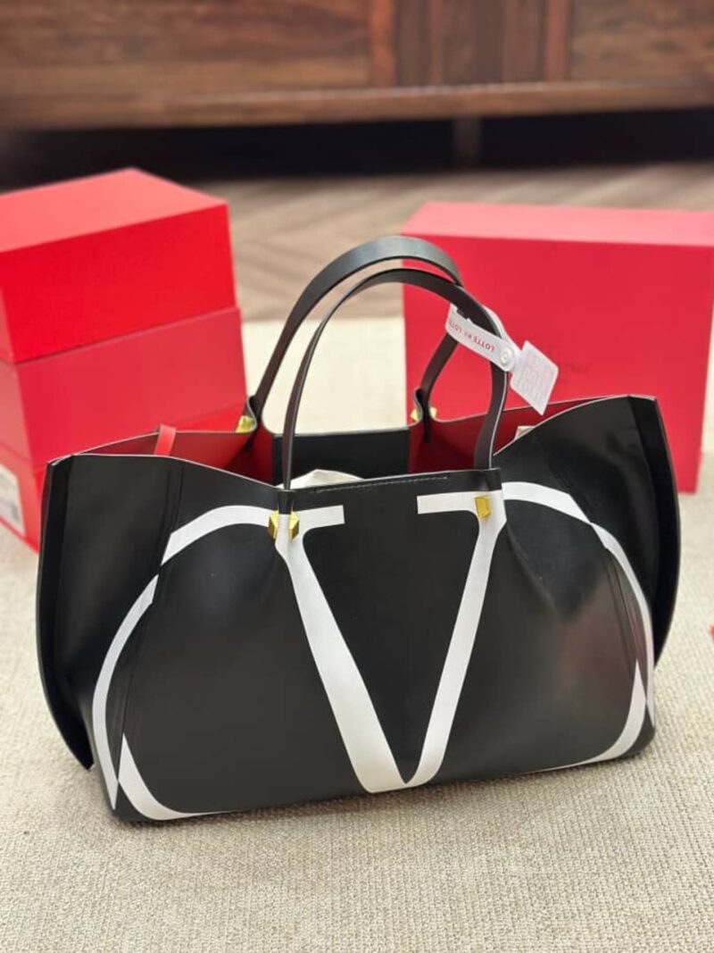 Alternative view of Valentino Garavani Vlogo Escape Calf Leather Tote Bag In Black 38Cm