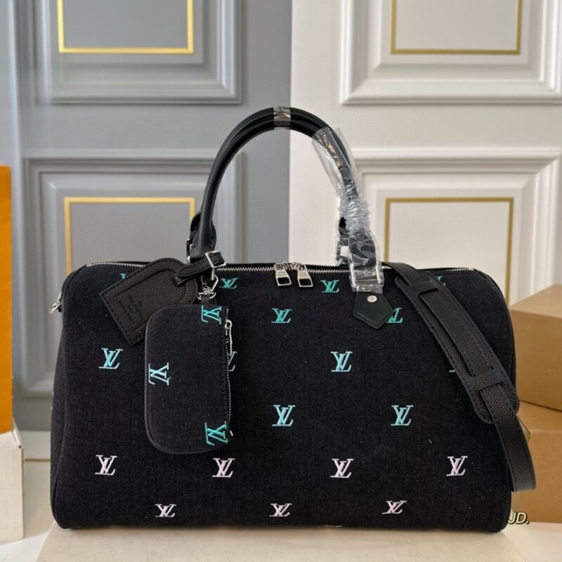 Alternative view of Louis Vuitton Keepall Bandoulière Black Denim 40Cm