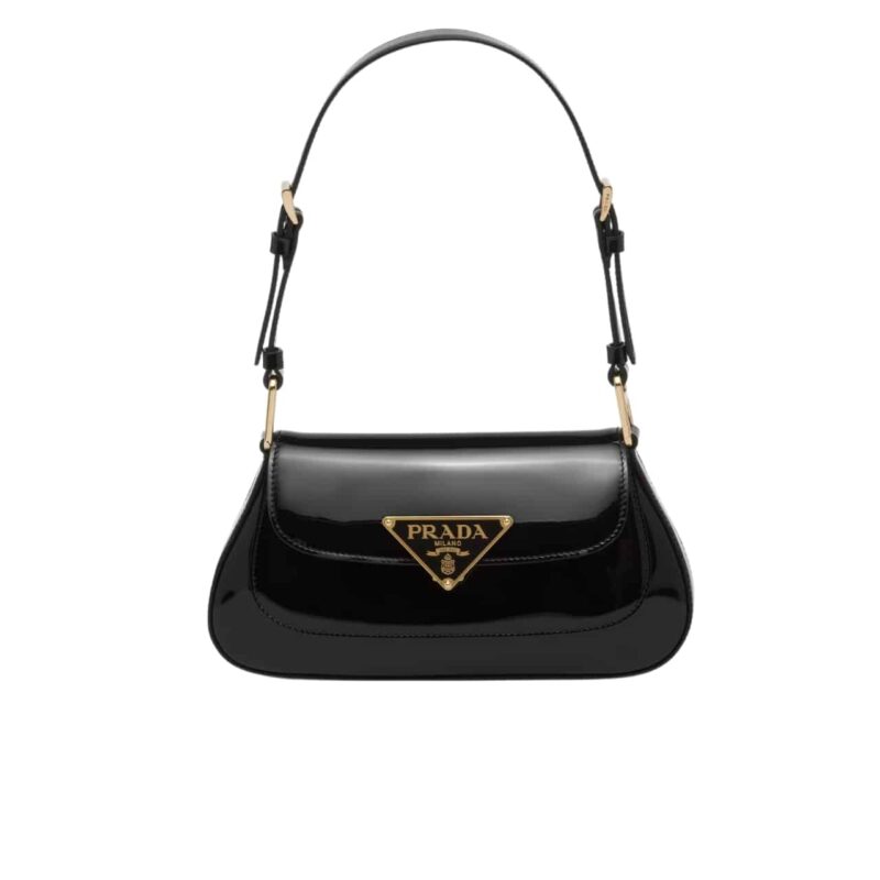 Prada Patent Leather Shoulder Bag In Cherry Black 25Cm 1Bd355 069 F03Kj V Hto