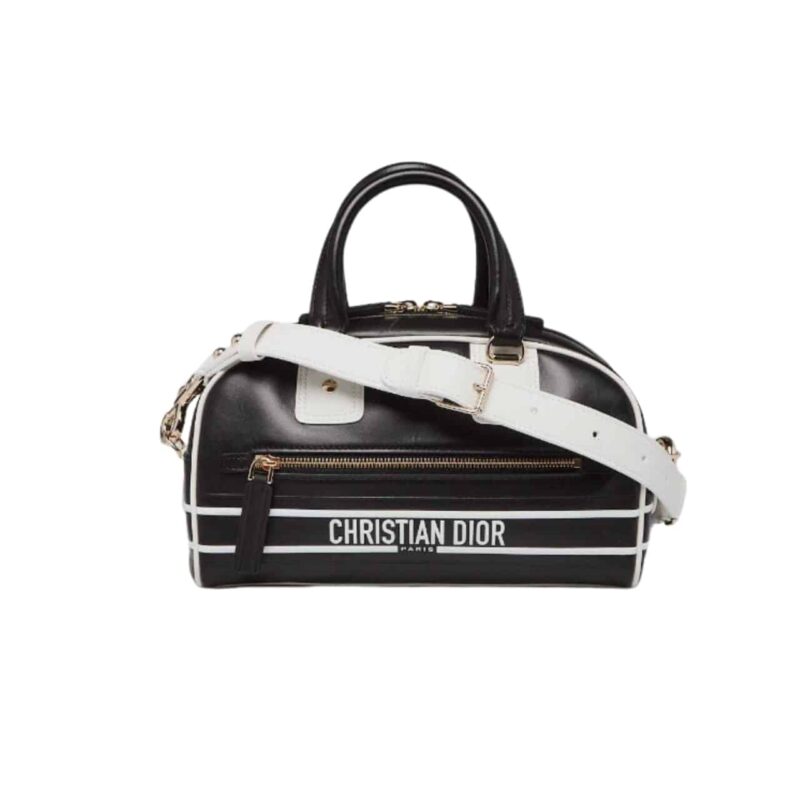 DIOR VIBE ZIP BOWLING BAG SMOOTH BLACK 25CM